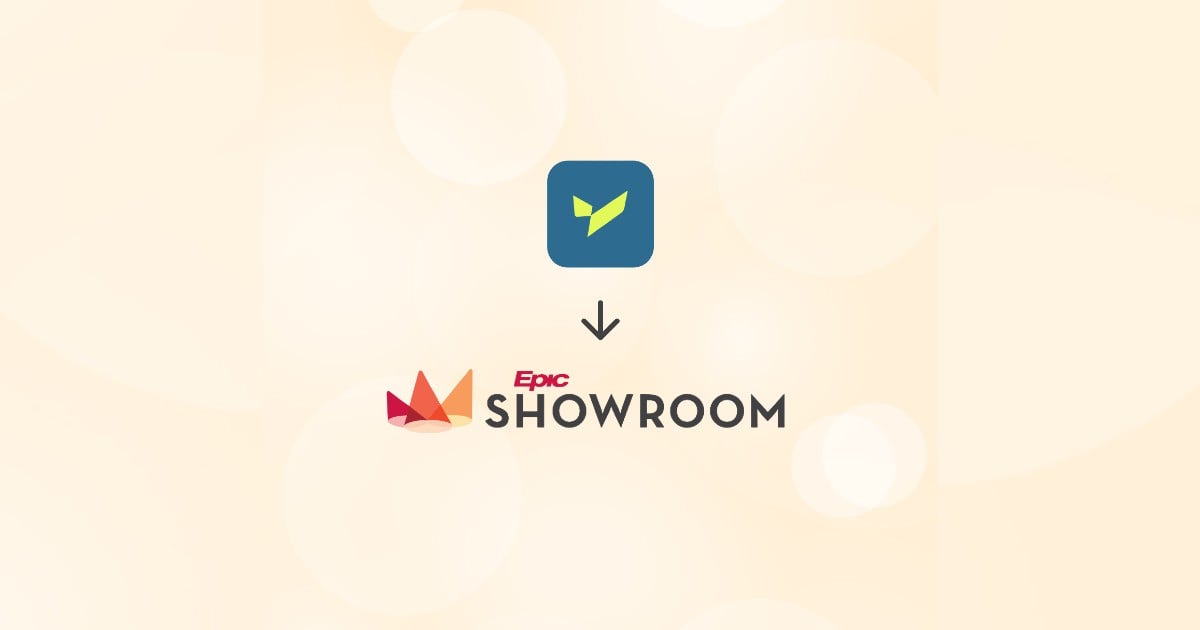 AssistIQ logo transitioning into the Epic Showroom logo, representing platform integration